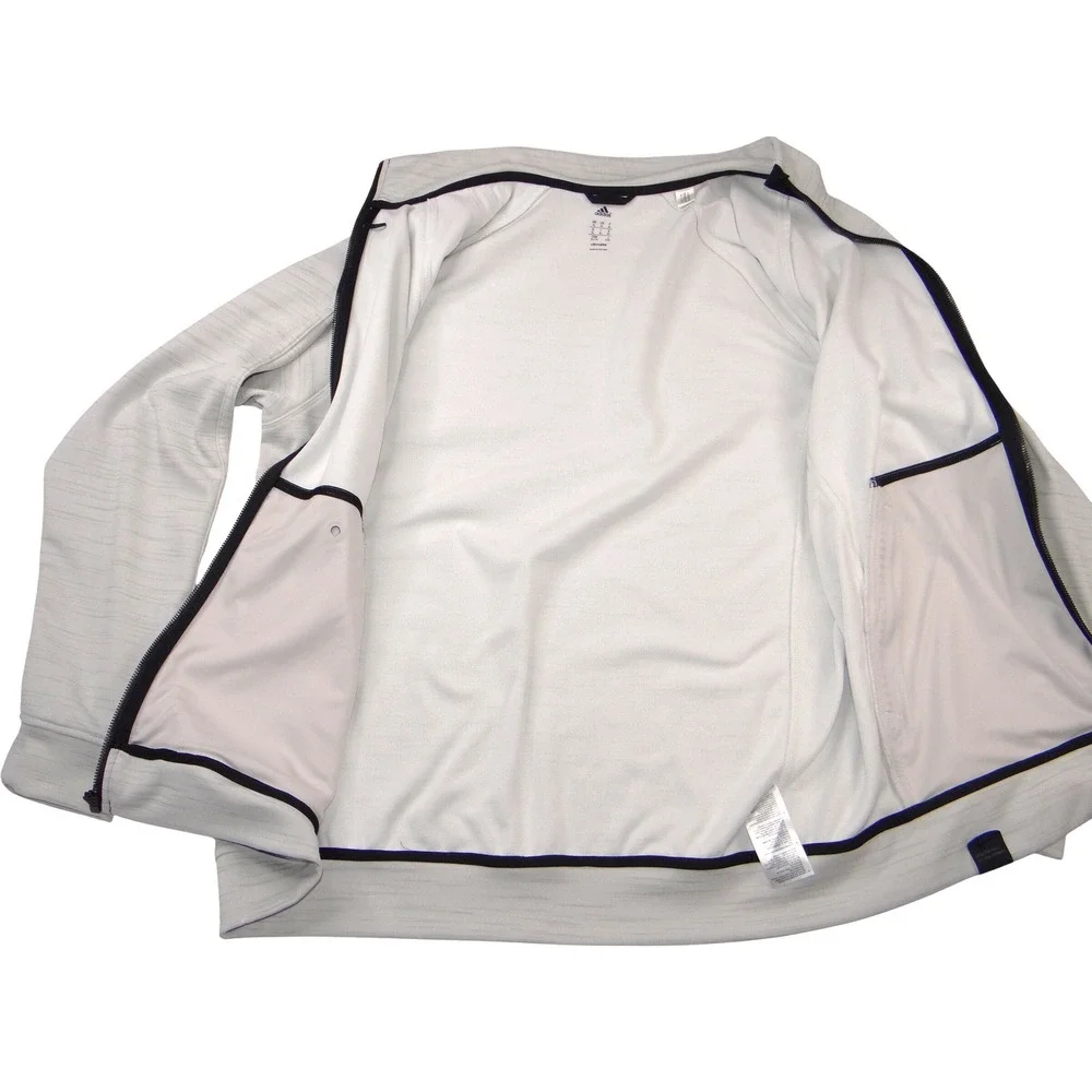 Adidas Mens‎ Climalite Full Zip Track Jacket Gray Space Dye Mock Neck XL